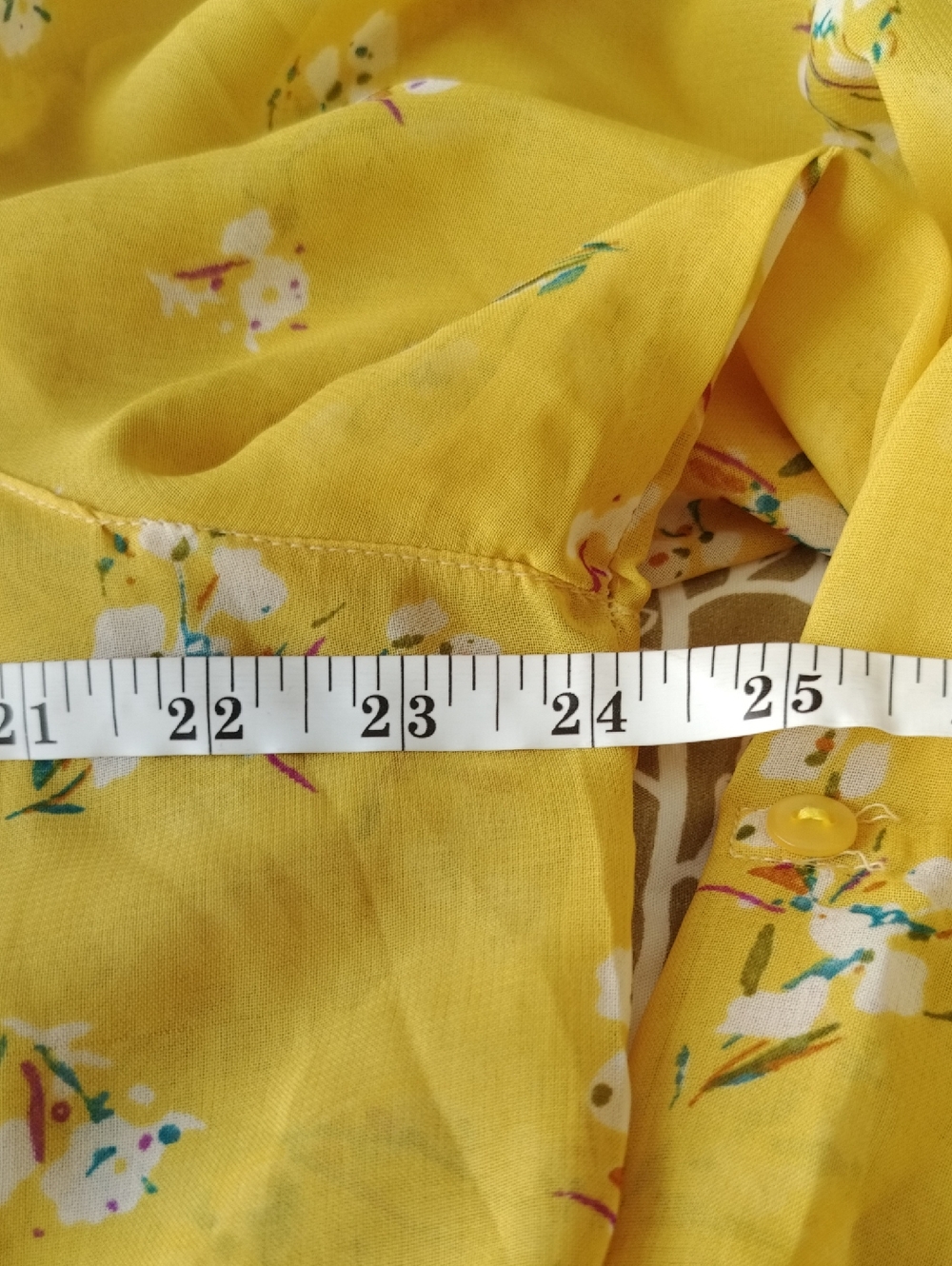 Ms. Bella D Yellow Floral Button-Up Sheer Blouse - Picture 4 of 4